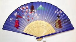シルク扇子 富士山と舞妓はん 婦人用柄の商品画像
