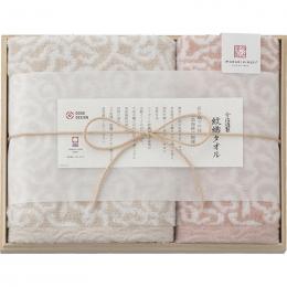 今治謹製　紋織タオル　フェイスタオル&ウォッシュタオル(木箱入)　ピンクの商品画像