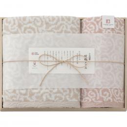 今治謹製　紋織タオル　バスタオル&フェイスタオル(木箱入)　ピンクの商品画像