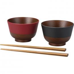 日本伝統色　箸付汁椀　黒/朱の商品画像