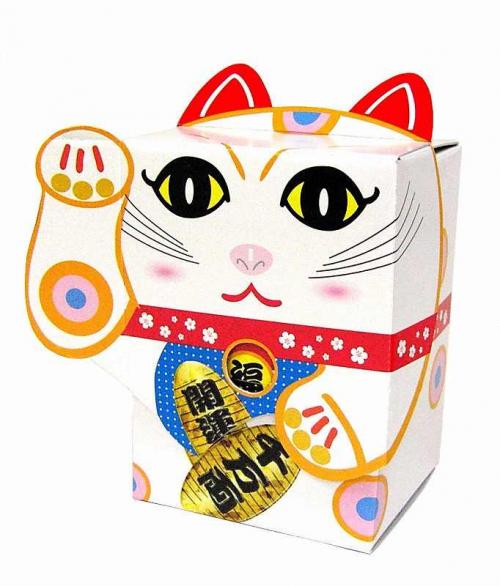 販促品、ノベルティ向けBOX招き猫　白　40Wの商品画像