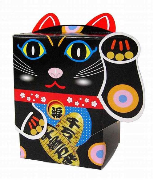販促品、ノベルティ向けBOX招き猫　黒(魔よけ)40Wの商品画像