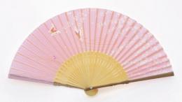 シルク扇子 枝垂桜と蝶 婦人用柄の商品画像