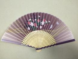 シルク扇子 水面と蝶 婦人用柄の商品画像