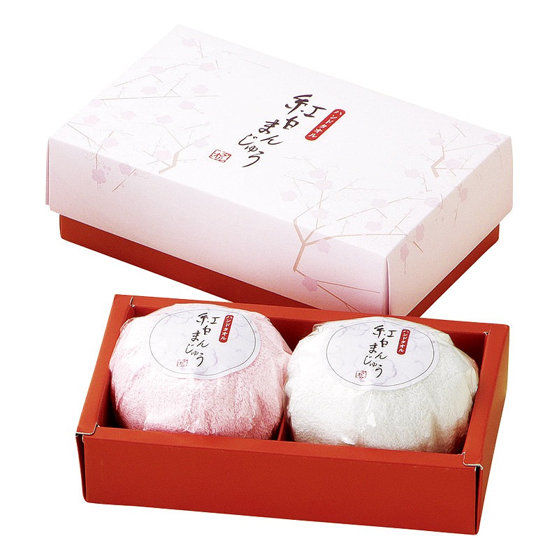 紅白まんじゅうタオル2p ケーキタオル アニマルタオル お店がどっとこむ 景品 粗品 1te