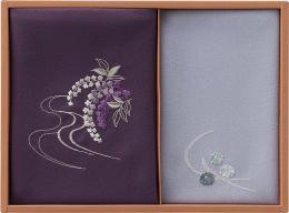 洛北　刺繍入り二巾風呂敷&刺繍入り金封包み　紫の商品画像