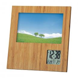 竹のフォトフレームクロックの商品画像