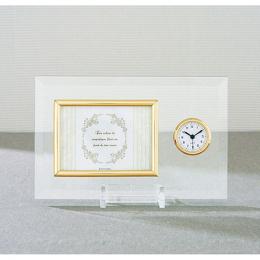 時計付ガラスフォトフレームの商品画像