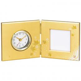 金銀箔工芸　華かすみ　写真立て付屏風時計の商品画像