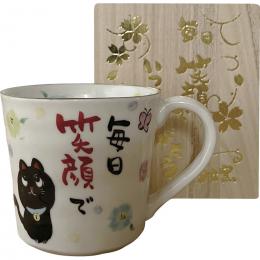 夕立窯　感謝　マグカップ(木箱入)　黒猫の商品画像
