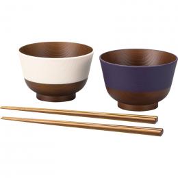 日本伝統色　箸付汁椀　茄子紺/桜色の商品画像