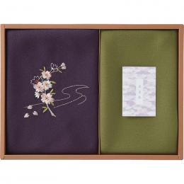 草花の遊び　刺繍入り二巾風呂敷&金封包み　紫の商品画像