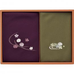 洛北　刺繍入り二巾風呂敷&金封包み　紫/利久の商品画像
