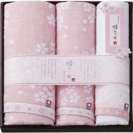 今治製タオル　桜おり布　バスタオル&フェイスタオル2P　ピンクの商品画像