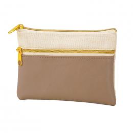 バイカラーズ・ダブルファスナーポーチ(モカベージュ)の商品画像