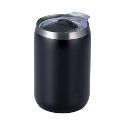 スライド式蓋付き真空二重構造ステンレスタンブラー(ブラック)の商品画像