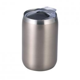 スライド式蓋付き真空二重構造ステンレスタンブラー(シルバー)の商品画像