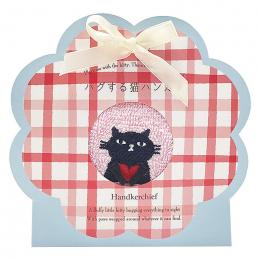 ハグする猫ハンカチ クロネコの商品画像