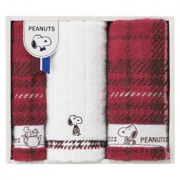スヌーピー チェック フェイスタオル2P&ウォッシュタオルの商品画像