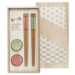 麻の葉 箸箸置揃(木箱入)の商品画像