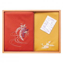 洛北 刺繍入り二巾風呂敷&刺繍入り金封包み 赤の商品画像
