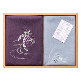 洛北 刺繍入り二巾風呂敷&刺繍入り金封包み 紫の商品画像
