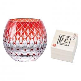 創作切子 匠 Premium 玉響 ロック360ml(木箱入) レッドの商品画像