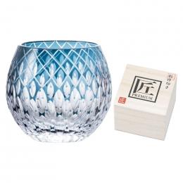 創作切子 匠 Premium 玉響 ロック360ml(木箱入) 正倉院ブルーの商品画像