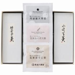 菓心谷常　絹ごし羊羹(抹茶・小倉)2本・お茶3種セットの商品画像