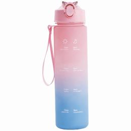 ストロー付タイムマーカーボトル750ml ピンク×ブルーの商品画像