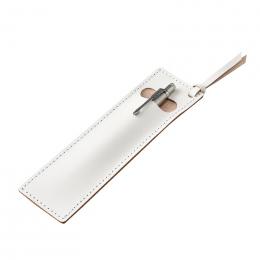 しおりにもなる牛革ペンケース　ホワイトの商品画像