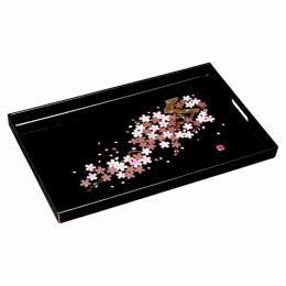 紀州塗 黒塗 雅桜 15.0長手盆の商品画像