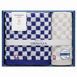 ORIWAZA 今治織技ジャカード市松 フェイス1P・ウォッシュタオル1Pの商品画像
