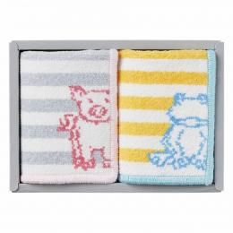 Grece 越後織技シェニール織コパンミニタオルハンカチ2P ブタ・カエルの商品画像