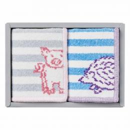 Grece 越後織技シェニール織コパンミニタオルハンカチ2P ブタ・ハリネズミの商品画像