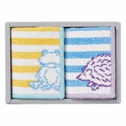 Grece 越後織技シェニール織コパンミニタオルハンカチ2P カエル・ハリネズミの商品画像