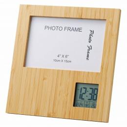 竹のフォトフレームクロックの商品画像