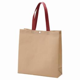 ボタン付不織布トート ベージュ×レッドの商品画像