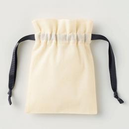 コットンカラーリボン巾着(SS) ブラックの商品画像