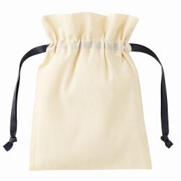 コットンカラーリボン巾着(S) ブラックの商品画像