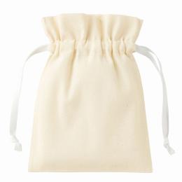 コットンカラーリボン巾着(S) ホワイトの商品画像