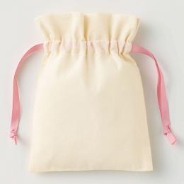 コットンカラーリボン巾着(S) ライトピンクの商品画像