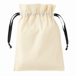 コットンカラーリボン巾着(M) ブラックの商品画像