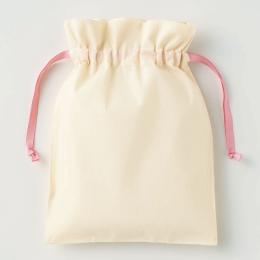 コットンカラーリボン巾着(M) ライトピンクの商品画像