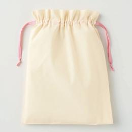 コットンカラーリボン巾着(L) ライトピンクの商品画像