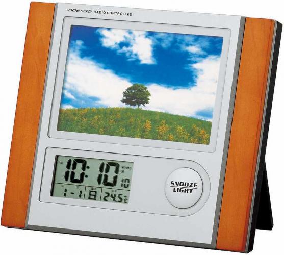 販促品、ノベルティ向けフォトフレーム電波時計の商品画像