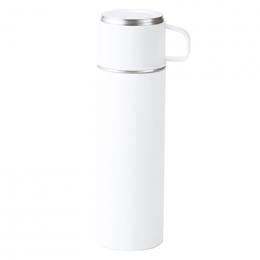 マグカップ付きプッシュ開閉式真空ステンレスボトル(ホワイト)の商品画像