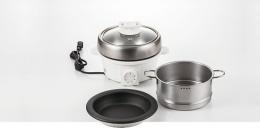 「プチ・プレジール」電気ミニグリル鍋スチーマー付(ホワイト)の商品画像