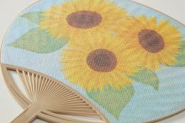 水で濡らせる布うちわ ヒマワリの商品画像
