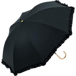 60cm ジャンプ ラッフルフリル ブラックコーティング　晴雨兼用傘の商品画像